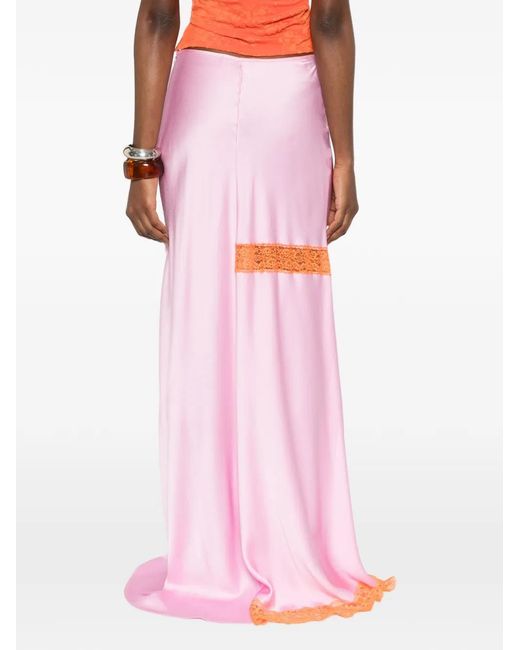 MSGM Pink Lace Slit Skirt