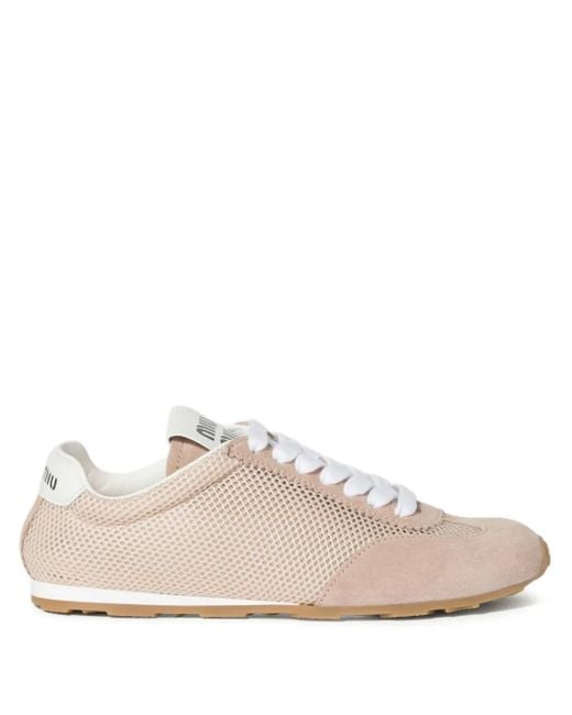 Miu Miu Pink Plume Mesh Sneakers