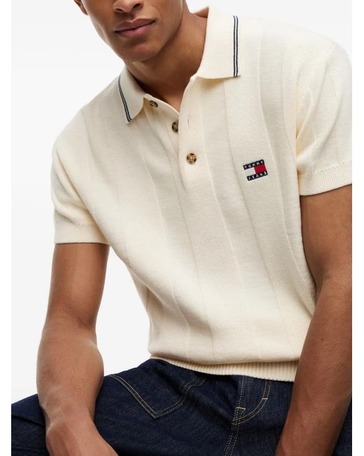 Tommy Hilfiger White Logo-Patch Polo Shirt for men