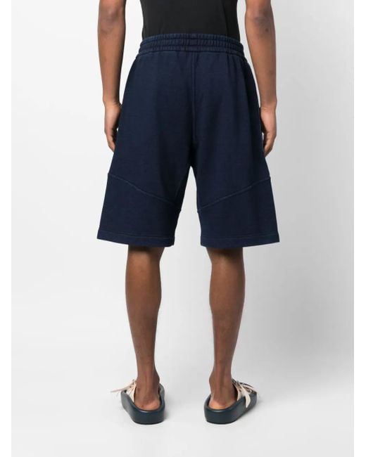 Fendi Blue Embossed-Monogram Denim Shorts for men