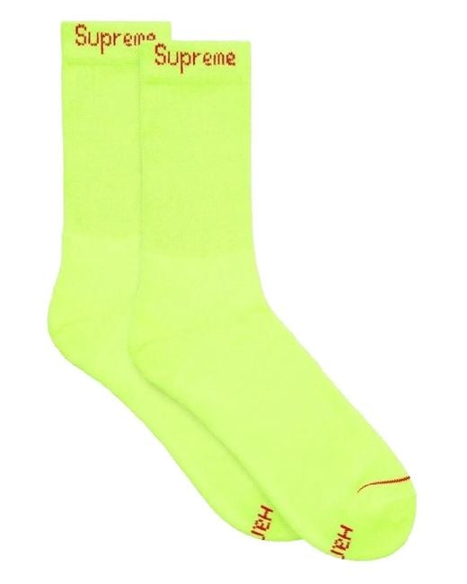 Supreme Green Hanes Logo-Jacquard Socks (Pack Of Four) for men