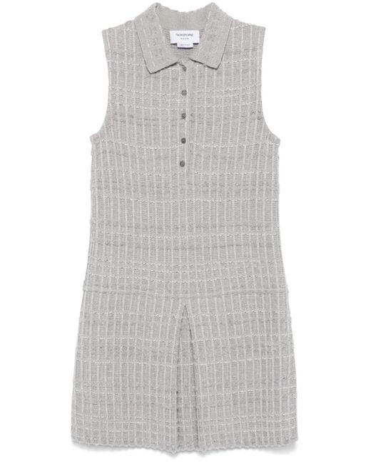 Abito Corto Con Effetto Jacquard di Thom Browne in Gray