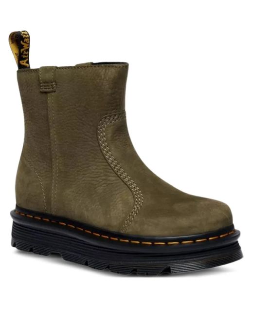 Dr. Martens Green Leather Platform Boots
