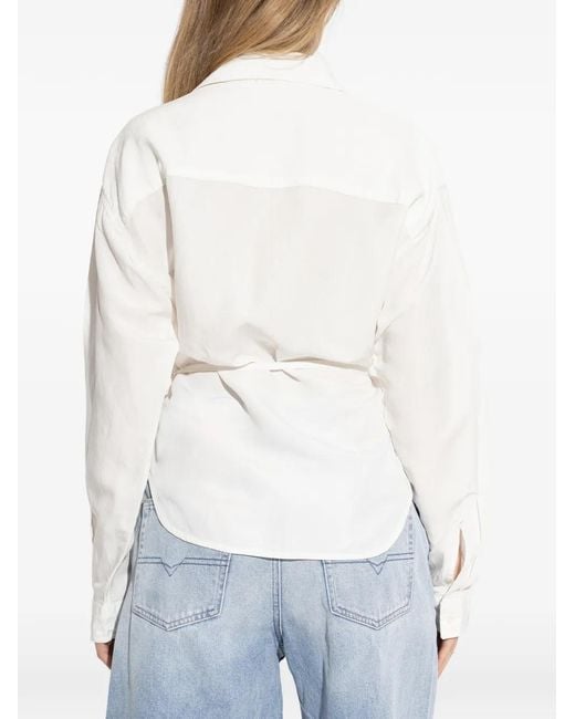 DIESEL White Blouse À Design Cache-Cœur