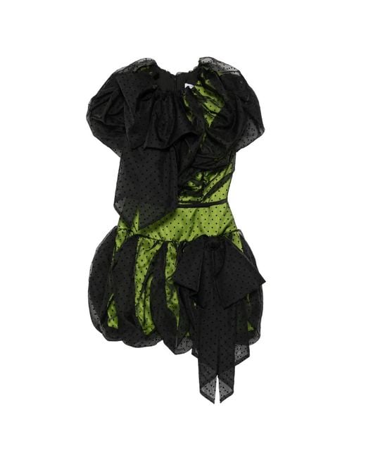 Viktor & Rolf Black Polka-Dot Ruffled Mini Dress