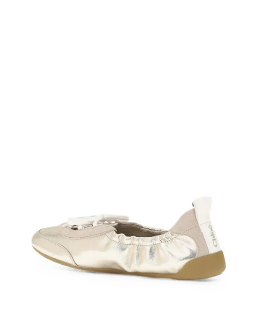 Chloé White Metallic-Effect Ballet Flats