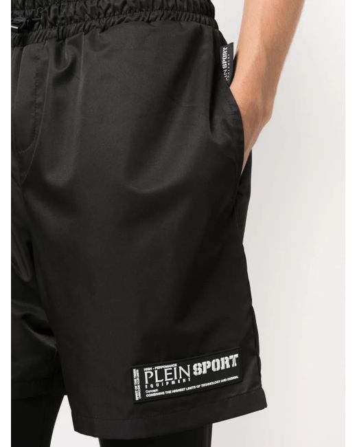 Philipp Plein Black Layered Running Shorts for men