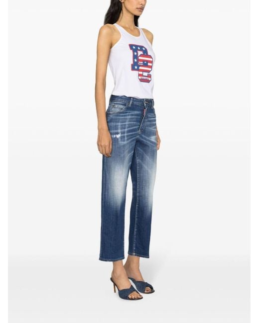 DSquared² Blue Boston High-rise Cropped Jeans