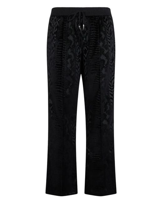 Roberto Cavalli Black Animal-Print Track Pants for men