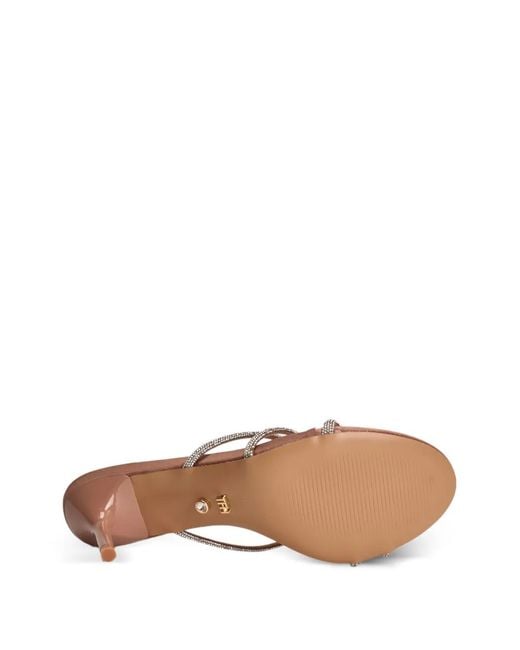 Twentyfourhaitch Brown Crystal-Embellished Sandals