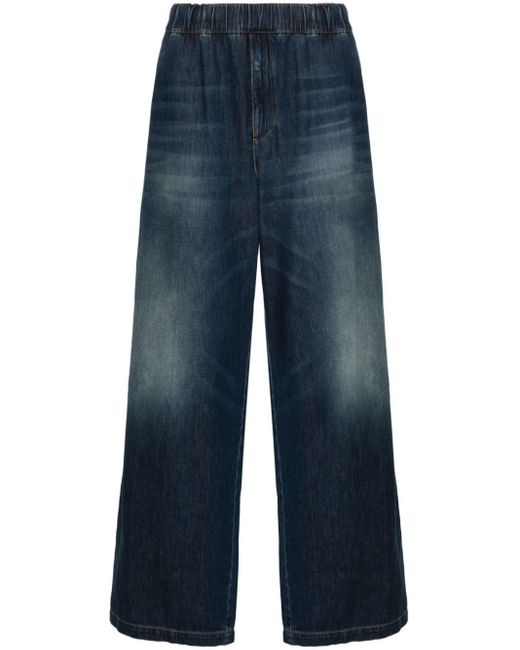 Valentino Garavani Blue Elasticated-waist Wide-leg Jeans for men