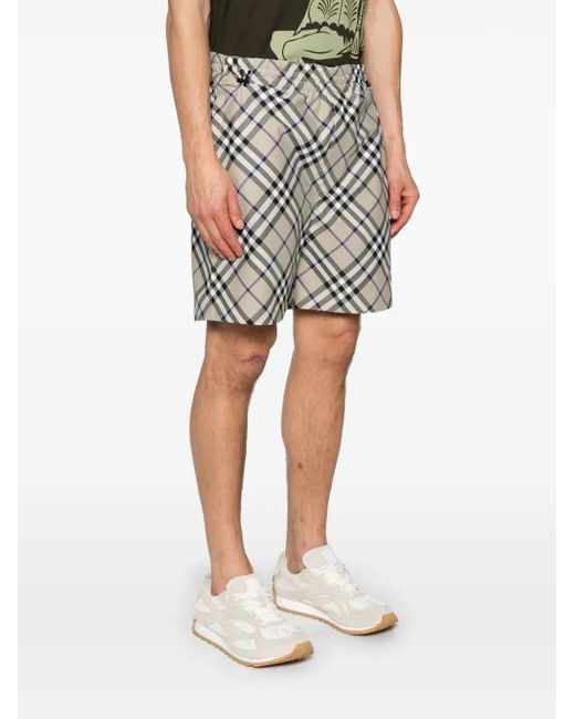 Burberry Gray Check-Pattern Shorts for men