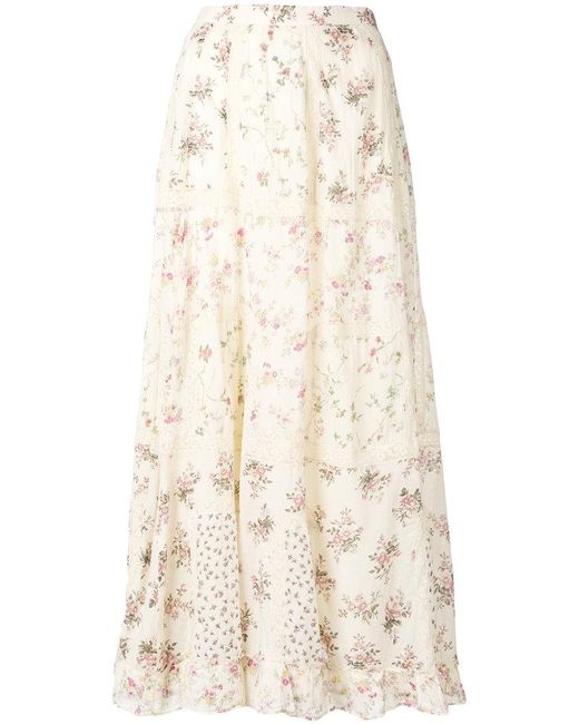 Polo Ralph Lauren Natural Floral Flared Midi Skirt