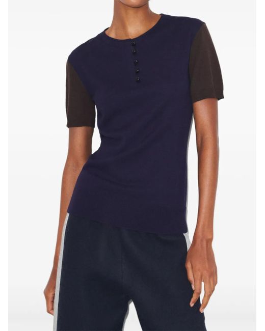 Tory Burch Blue Wool Henley