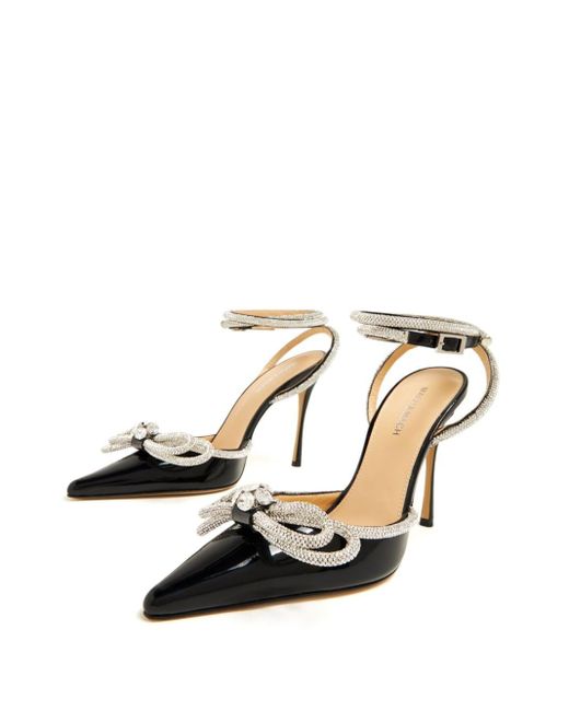 Mach & Mach Black Patent Double Bow 120 Mm Slingback