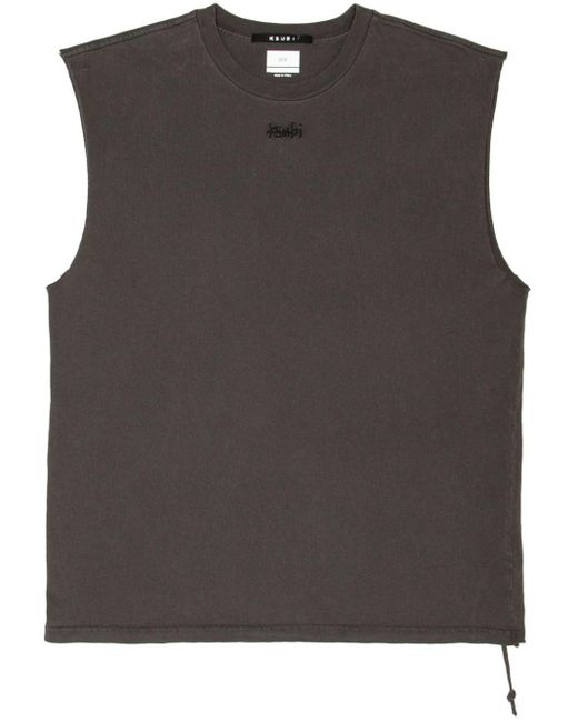 Ksubi Gray Embroidered-logo Cotton Muscle Tee for men