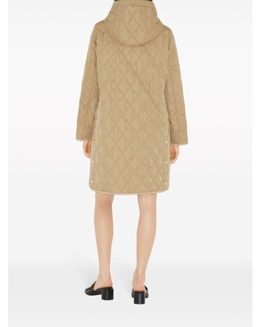Burberry Natural Diamond-quilted Hooded Parka Coat