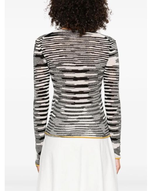 Missoni Black Striped-Pattern V-Neck Sweater