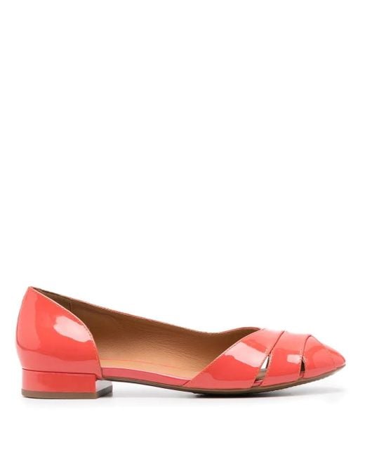Geox Red Pheby Leather Ballerinas