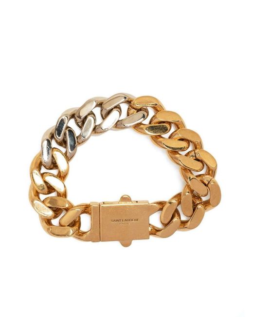 Saint Laurent Metallic 14kt Gold Plated Curb-chain Bracelet for men