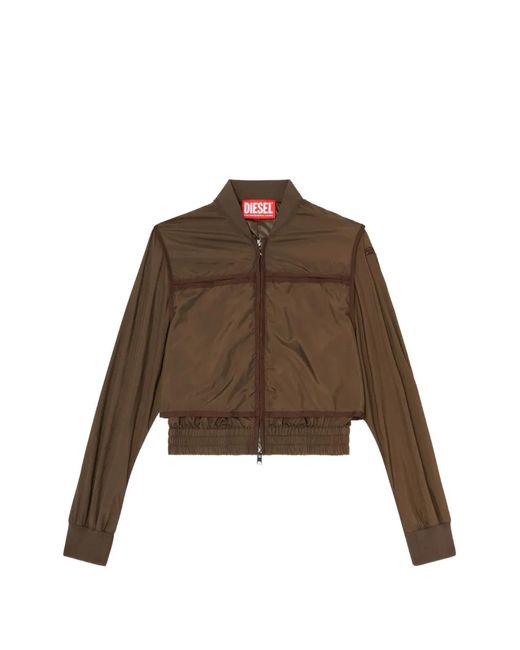 DIESEL Brown Nylon Jacket With Tonal Taping