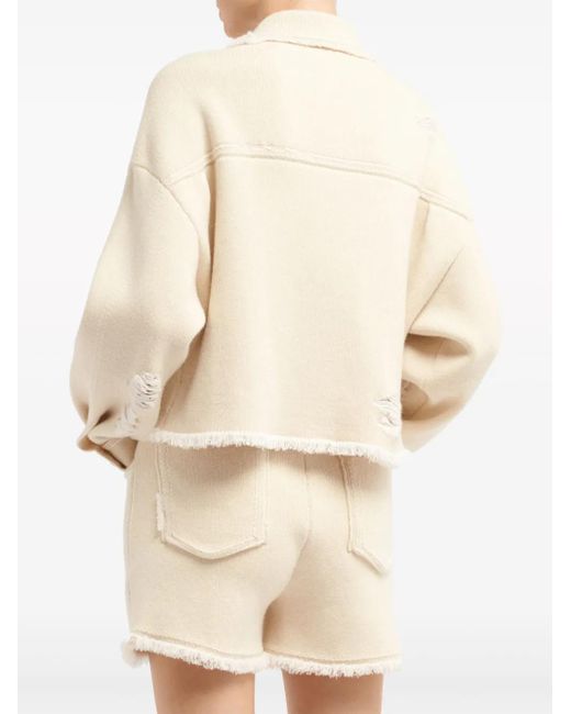 Barrie Natural Fine-Knit Fringe-Detail Shorts