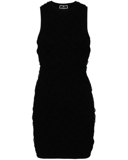 Elisabetta Franchi Black Gauze-effect Knitted Minidress