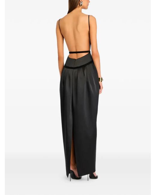 retroféte Black Robe En Velours À Encolure Carrée