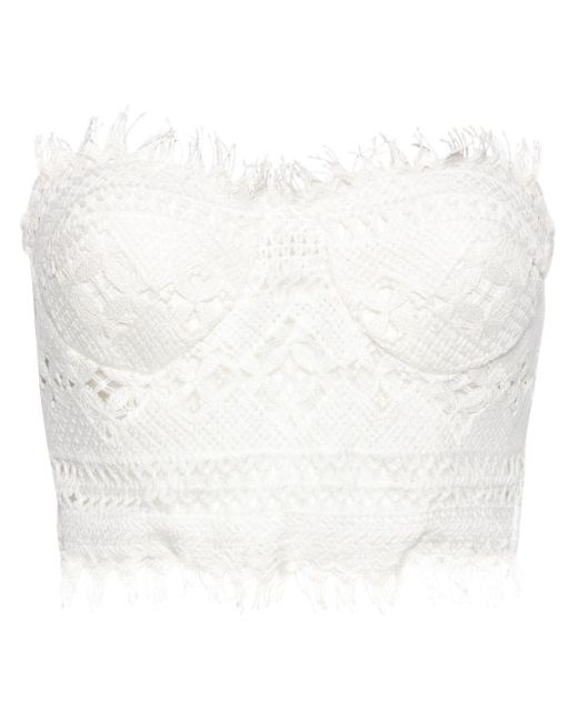 Ermanno Scervino White Crochet Bustier Cropped Blouse
