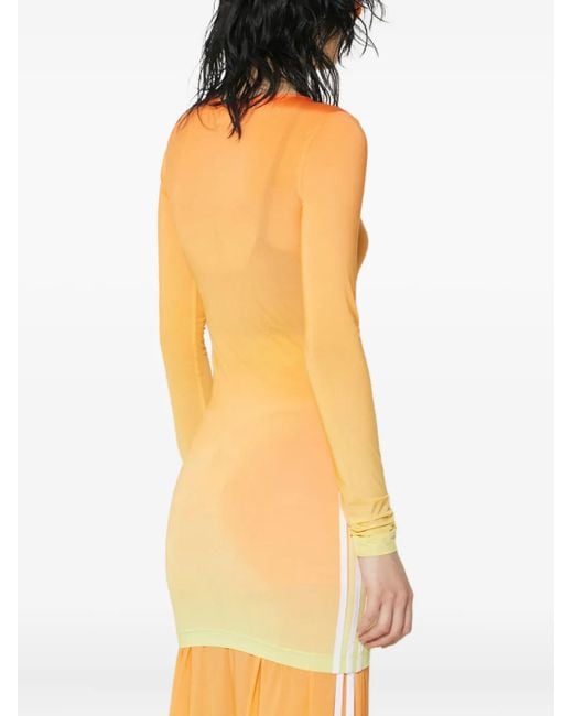 Adidas Orange Ombré-Kleid Mit Drei Streifen