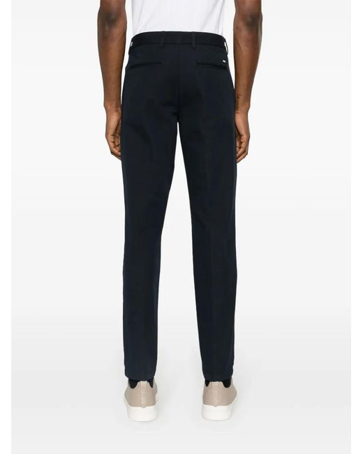 Boss Blue Tapered-Leg Cotton-Blend Trousers for men