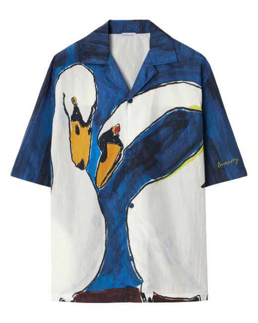 Camicia con stampa Swan di Burberry in Blue da Uomo