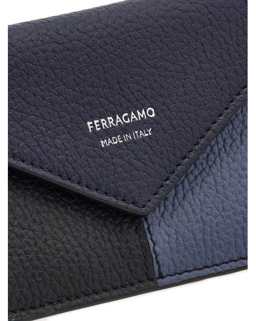 Ferragamo Blue Colour-Block Leather Cardholder for men