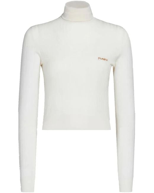 Jersey Con Logo Bordado Marni de color White