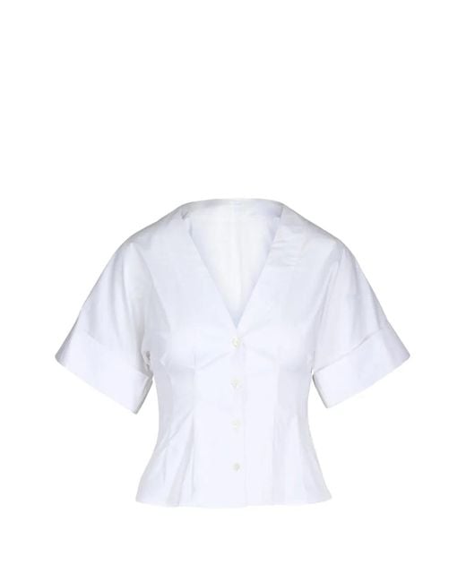 Staud White Elle V-Neck Shirt