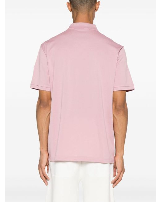 Moncler Pink Logo-embossed Cotton Polo Shirt for men
