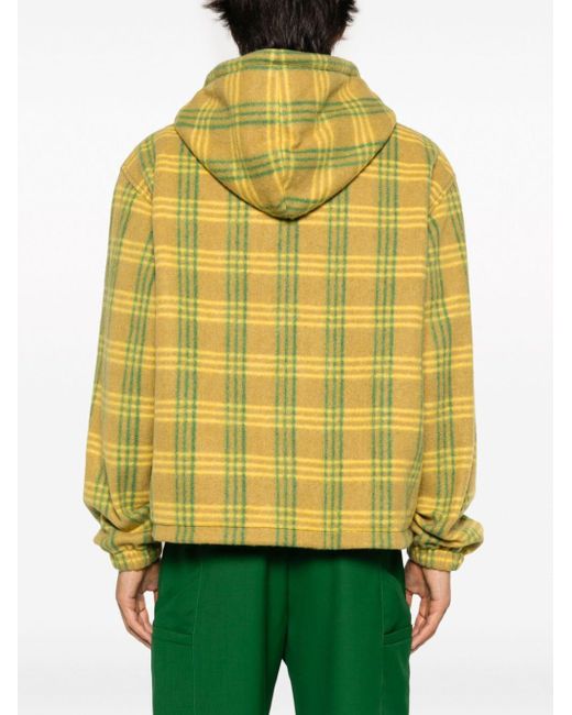 Marni Yellow Hooded Checked Jacket for men