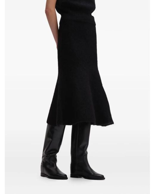 Remain Gebreide Flared Midi-Rok in het Black