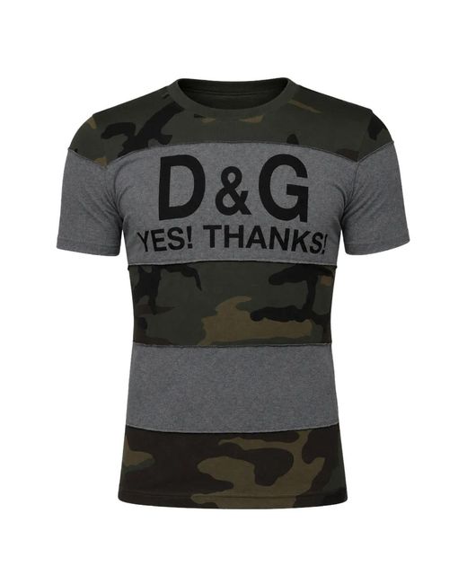 Dolce & Gabbana Black Camouflage-Print T-Shirt for men