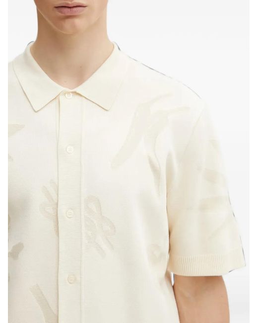 Filling Pieces Natural Intarsia-Knit Short-Sleeve Shirt for men