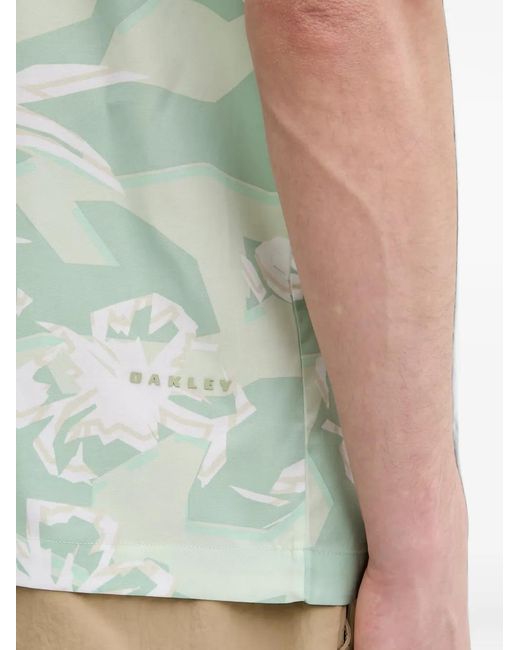 Oakley Green Hibiscus Breeze Floral-Print Short-Sleeve Shirt for men
