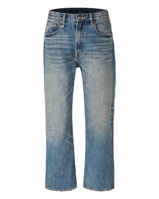 R13 Blue Embroidered-Pocket Jeans