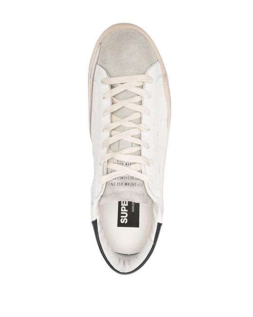 Golden Goose Deluxe Brand White Super-star Distressed Lace-up Sneakers for men