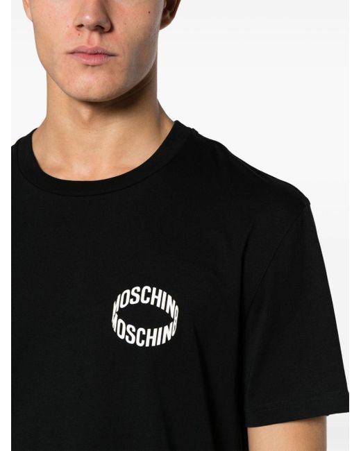 Moschino T-shirt Met Logopatch Van Biologisch Katoen in het Black voor heren