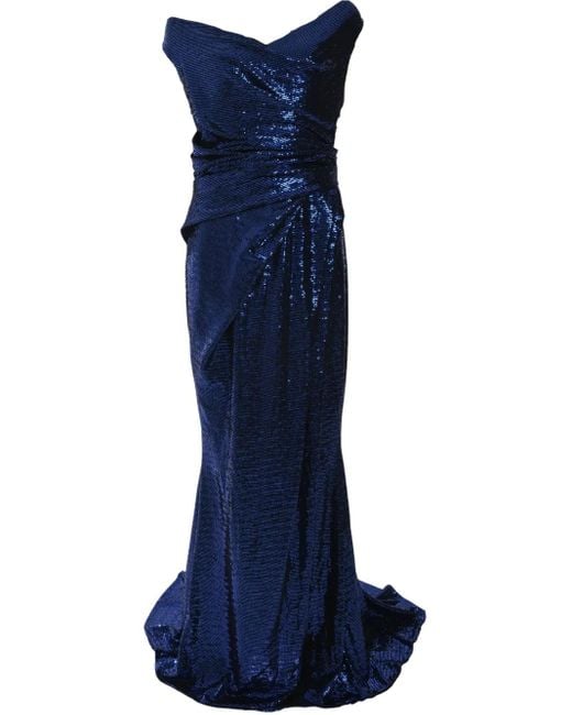 Vestido de fiesta Mezzaluna con lentejuelas Talbot Runhof de color Blue
