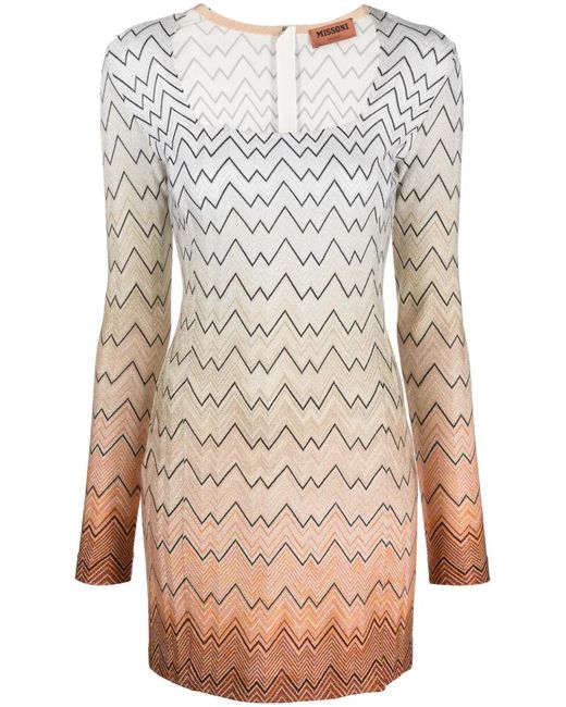 Missoni Natural Zigzag Intarsia-Knit Minidress