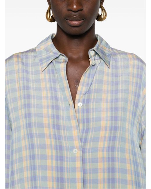 Totême  Blue Plaid-Check Linen Shirt