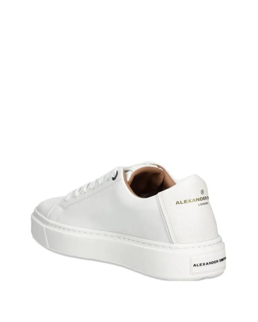 Alexander Smith White Leather Lace-Up Sneakers for men