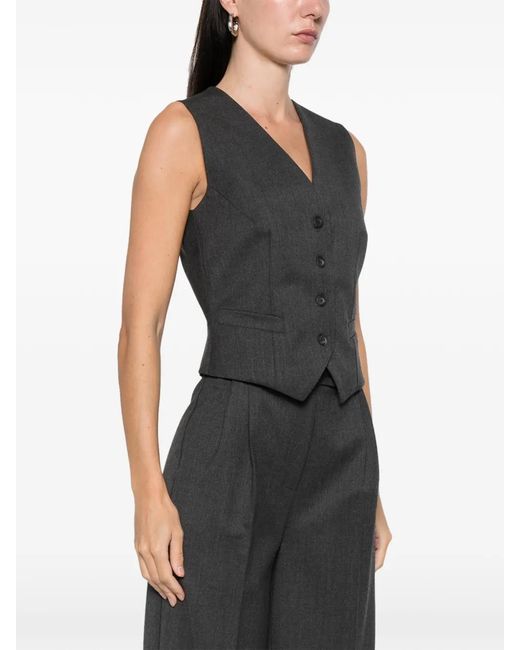 MEDEA Black Button-Front Waistcoat