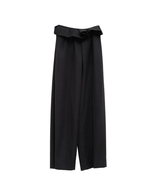 Khaite Black Kira Ruffled Pleated Trousers